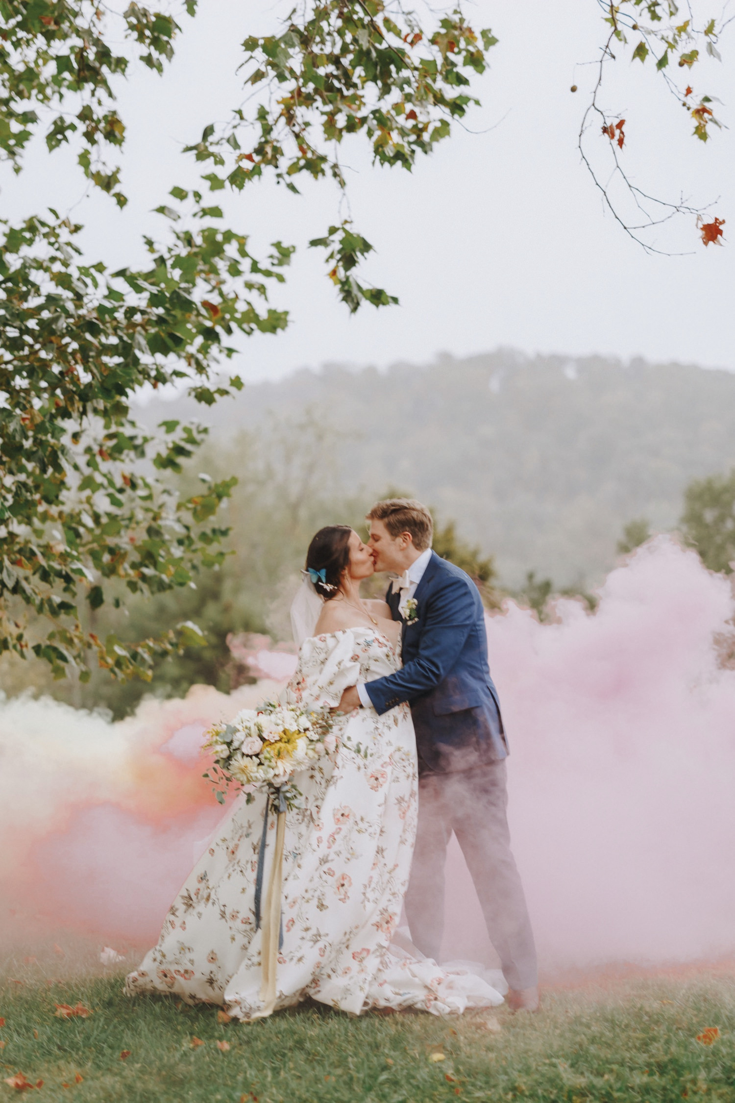 Blacksburg VA farm wedding confetti exit